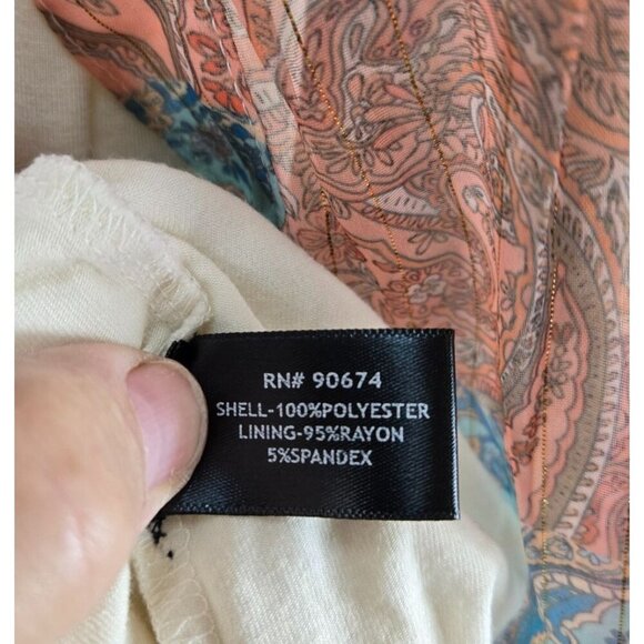 Boston Proper 2 Piece Sheer Dress Sparkly Boho Paisley Sz L Cream Tank Slip - Picture 9 of 16